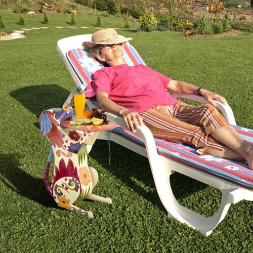 Resin Dog Home decor Coffee table Colorful Folk Art Patio table Portable Creative Dog coffee corner table Furniture living room