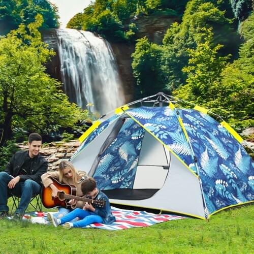 TXZ 3P Backpacking Tent 190T PA Polyester Taffeta Outdoor Camping Automatic Waterproof Hiking Trekking Blue Tent Sunshade 0087