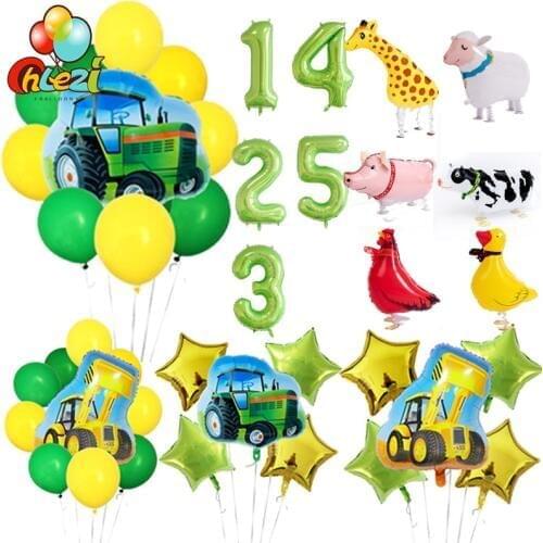 Tractor bulldozer foil balloons Farm ballons walking animal helium globos Party accessories birthday party decoration for kids