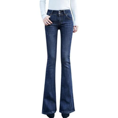Women Jeans Pants High waist Flare Pant New 2019 Spring Thin Skinny Long Black Denim Pants Bell Bottom Trousers Casual Fashion