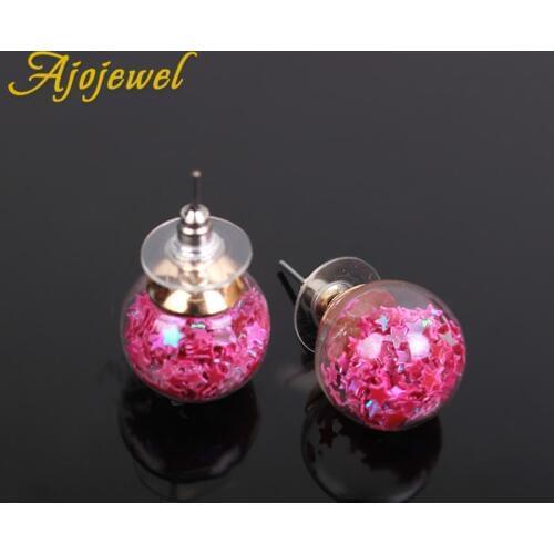 Ajojewel Cheap Price Rose Red Star Earrings Round Stud Earrings Women Cute Jewelry Gifts