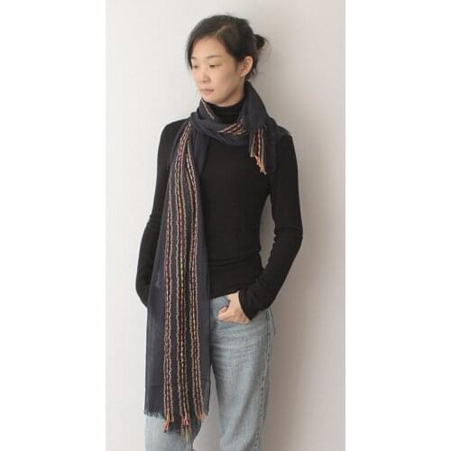 Cotton Linen Scarf For Women Solid Color 100% Cotton Head Scarf With Multicolor Stripe Female Fashion Shawl Wraps Hijab 200*90