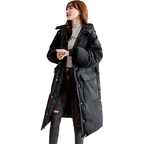 Winter Women Long Jacket Warm Ladies Puffer Coat for Girls and Female Bubble Down Parkas with Hood Plus Size