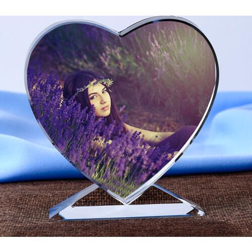 1Pc Magical Custom Crystal Photo Frame Heart Shape Colorful Glass Photo Album Wedding Kids Birthday Gift Home Decoration