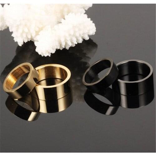 1PC Couple Ring Simple Black Gold Smooth Titanium Steel Couple Ring US 5/6/7/8/9/10 Sizes For Women Men Jewelry