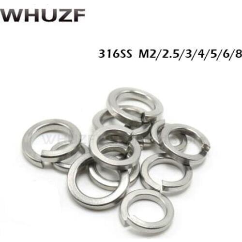 100Pcs DIN127 GB93 M2 M2.5 M3 M4 M5 M6 M8 316 Stainless Steel Shells Pad Spring Lock Washer Elastic Gasket HW007