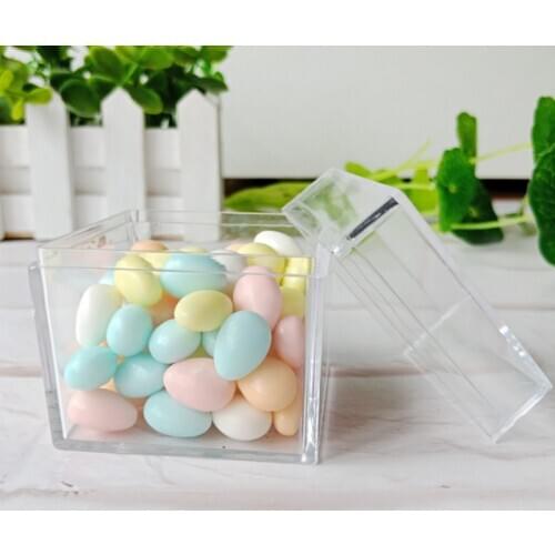 12pc New Creative Transparent PS Plastic Candy Box Flip Square Plastic Box Biscuit Snack Storage Box Jewelry Makeup Case