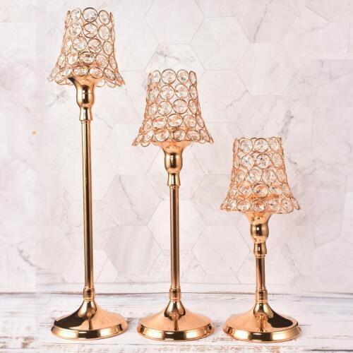 2pcs/Lot Table Candle Holders Plating Metal Candlestick Geometric Round Romantic Candle Holders For Wedding Dinner Decor ZZT032