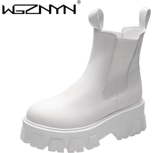 2020 Platform Winter Women Shoes Chunky Heel Antiskid Martin Boots Breathable British Style Fashion Ins Cool Ankle Chelsea Boots