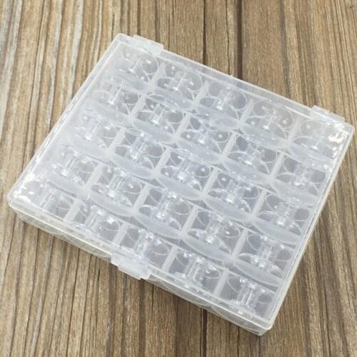 25Pcs/Set Empty Bobbins Sewing Machine Spools Clear Plastic Case Storage Box for Sewing Machine