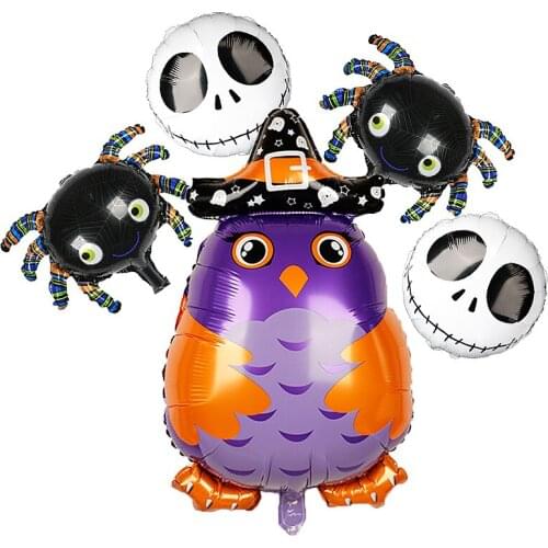 5Pcs Halloween Aluminum Film Balloon Owl Witch Ghost Balloon Halloween Decoration Balloon Childrens Toy Baby Shower Boy Girl