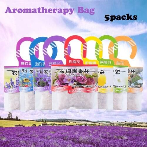 5 packs Natural Aromatherapy Bag Hanging Wardrobe Sachets Deodorizing Paper Cabinet Spices Bags Fragrances Air Fresheners