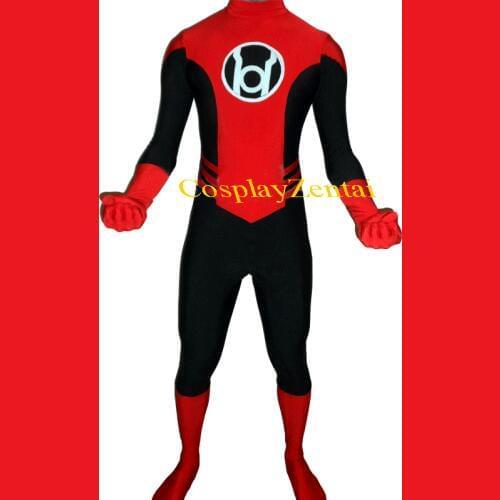 FreeShipping Red Lanterns Spandex Superhero Cosplay Halloween Costume