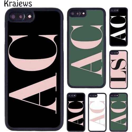 Krajews Custom Large Pink Initial Phone Case For iPhone X XR XS 11 12 Pro MAX 5 6 6S 7 8 Plus Samsung Galaxy S5 S6 S7 S8 S9 S10