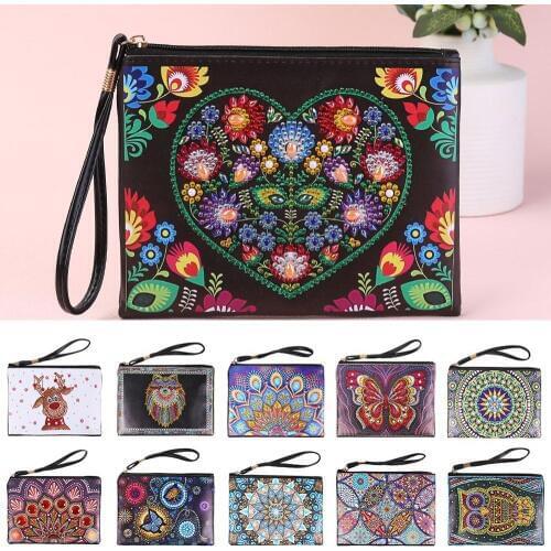 DIY Diamond Painting Wristlet Wallet Women Clutch Storage Bag Special Shaped Diamond Painting Embroidery Cross Stitch Wallet