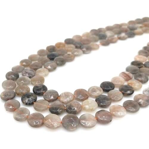 8-12mm Natural Mineral Black Sunstone Faceted Roundel Semi-Precious Gemstone Loose Beads For Jewelry Making Bracelet Soul Energy