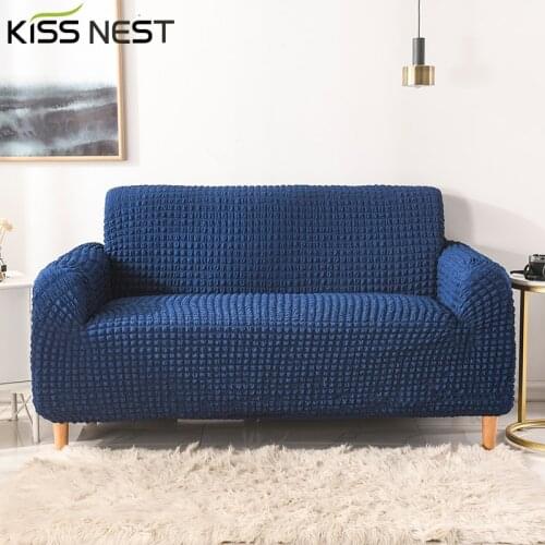 Sofa Cover Seersucker Fabric Breathable Elastic Covers For Couches Living Room Decorative Furniture Chaise Longue 1 2 3 4 Seater