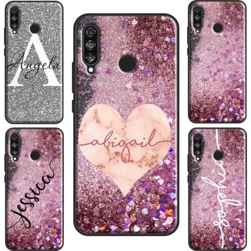 PERSONALISED Name GLITTER BLING Case For Huawei P30 Pro P20 P40 Mate 10 Lite P Smart 2019 Nova 5T Honor 8X 9X 8A 10i 20