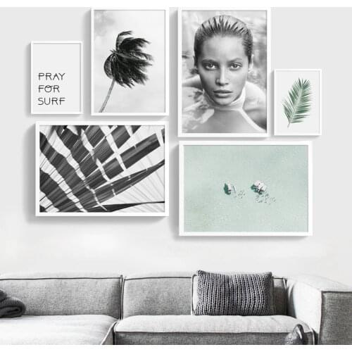 Black White Palm Coconut Tree Life Quotes Wall Art Canvas Painting Nordic Posters And Prints Wall Pictures For Living Room Decor