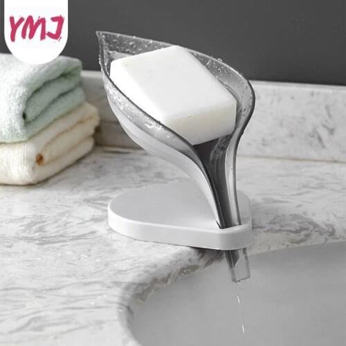 Leaf Shape Soap Holder Non-Slip Soap Box Toilet Shower Tray Draining Rack Bathroom Gadget Suction Cup Soap Dish Soap Tray Holder
