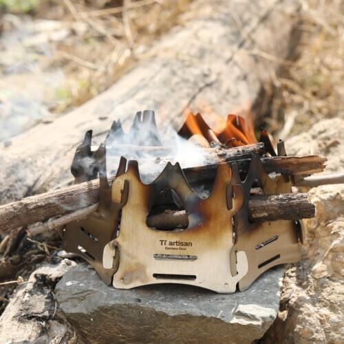 Stainless Steel Wood Stove Backpacking Camping Wood Stove Outdoor Portable Camping Folding BBQ Burners WS011M