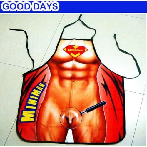 Miniman Muscle Mens Masquerade Print Pattern Apron Chef Waiter Kitchen Cook Apron Polyester Halter Bib For Man Woman Apron