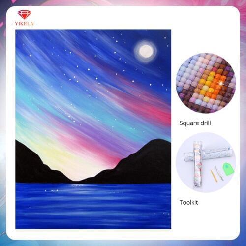 YIKELA 5D Full Display Mosaic Starry Sky Diamond Painting Picture Diamond Embroidery Rhinestone Landscape Home Decoration Kit