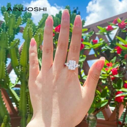 AINUOSHI 925 Sterling Silver Cushion Cut 6 Carat SONA Simulated Diamond Halo Ring Wedding Engagement Rings for Women
