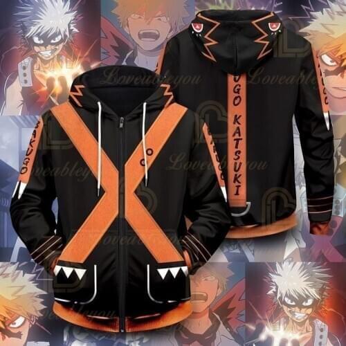 My Hero Academia Cosplay Costume Men Women Zip-up Hoodies Sweatshirts Hooded Hoodies Jackets New Arrivel 2020 Hot Sale