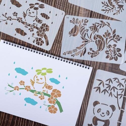 Cartoon Panda Flower Tree DIY Layering Stencils Painting Scrapbook Coloring Embossing Album Decorative Card Stamping Template