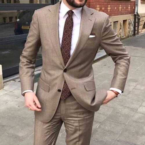 Slim Fit Men Suits Wedding Tuxedo for Groomsmen 2 Piece Custom Made with Pants Male Fashion Jacket Business Cosutme 2021