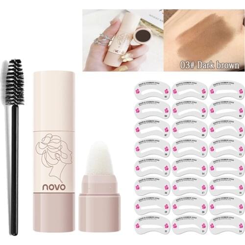 Fashion Eyebrow Stamp Shaping Kit Professional Eye Gel Brow Stamp Makeup Kit with 24 Reusable Eyebrow Stencils Eyebrow Brushes