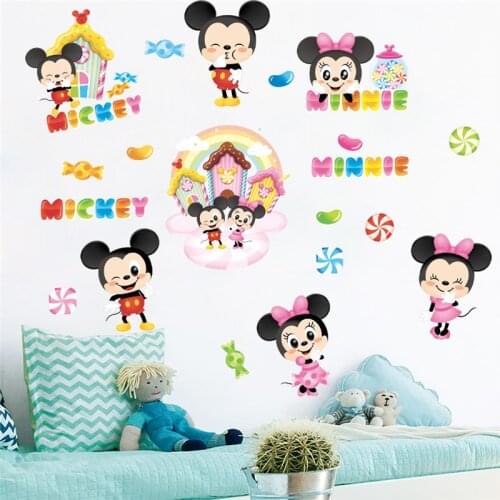 Disney Mickey Minnie 20*30cm Wall Decals Kids Rooms Nursery Home Decor Cartoon Wall Stickers Pvc Mural Art Diy Wallpaper