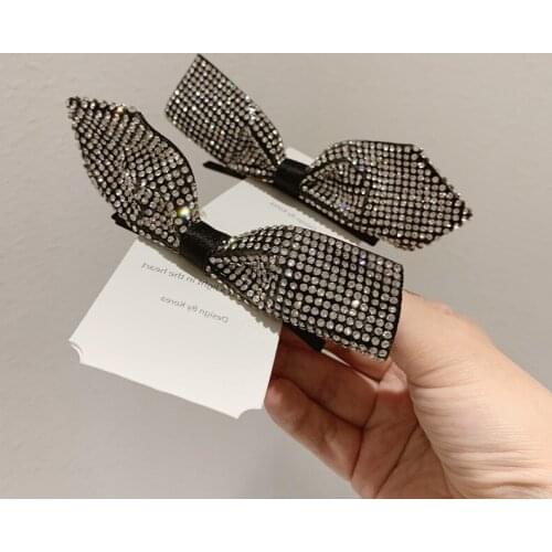New Flash Crystal Rhinestone Hairpin Korean Girl Group Bow Headdress Barrette Hair Clips Hairclips Office Women Hair Accessories
