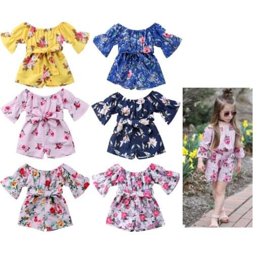 Toddler Girl Clothes Newborn Infant Baby Girl Floral Print Short Sleeve Romper Jumpsuit Clothes Cotton Outfit 7 Colours