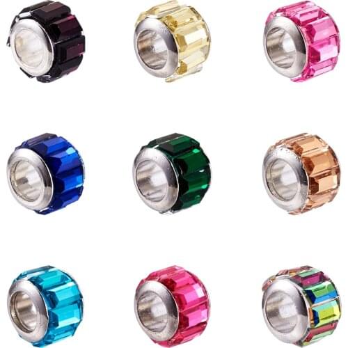 100pcs/lot Wholesale Glass European Beads Faceted Rondelle Large Hole Beads For Charms Bracelet Bangle Necklace DIY Making