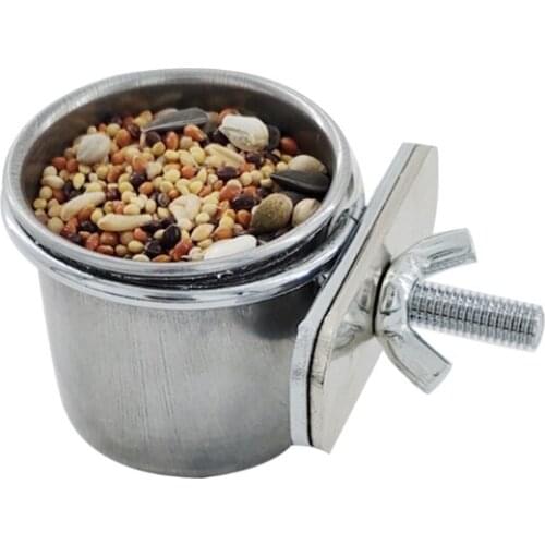 Pet Birds Hanging Cage Bowl Dish Cup Anti-turnover Stainless Steel Feeding Food Drinking Feeder for Parakeet Lovebird 090C