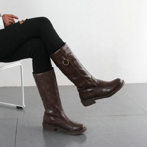 Knee-high boots Women boots shoes new winter Warm Plush Boots slip-on shoes cowgirl riding equestrian woman boots Platform