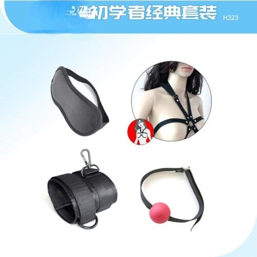 SM binding training alternative passion tools sex toys adult training fun eye mask mouth plug handcuffs torture tool set