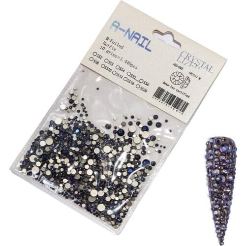 1440 Pcs Nail Art Flat AB Rhinestone Crystal 3D Glitter Nail Art Decoration Nail Design Charm DIY Accessories