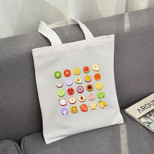 Cute Avocado Print Reusable Shopping Bag Women Canvas Tote Bags Printing Eco Bag Cartoon Bolsa De Compras Shoulder Bags Shopper