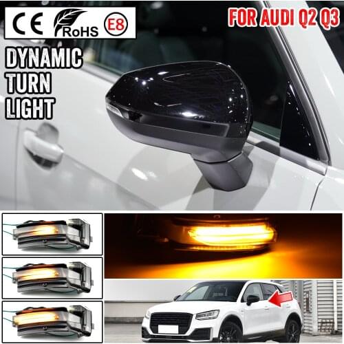 2pcs Flowing Turn Signal Light LED Side Wing Rearview Mirror Dynamic Indicator Blinker For AUDI Q2 2018-2020 Q3 2019-2020