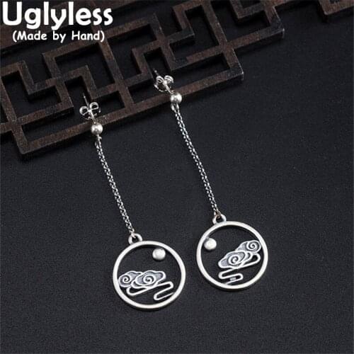 Uglyless Mysterious Eastern Cultural Lucky Clouds GOOD LUCK Gifts Jewelry Women Thai Silver Ethnic Earrings 925 Silver Brincos