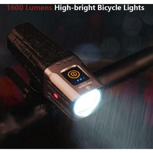 ROCKBROS Bicycle Lights Riding Strong Headlight Long Shot 1600 Lumens Long Cruise Charging 5200mAh Night Riding Accessories