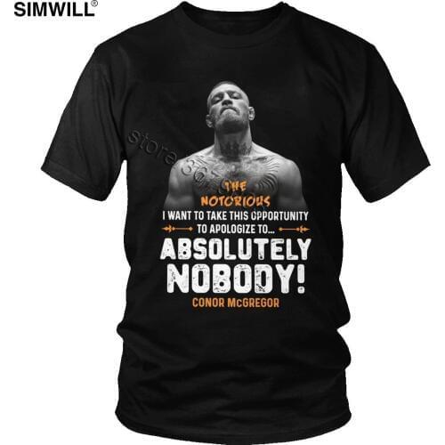 Vintage Conor Mcgregor T Shirt Men The Notorious Tee Fashion MMA Apologize to Nobody T-shirt Short Sleeved Cotton Tshirt Gift