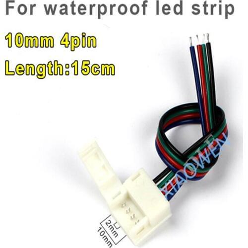 RGB Waterproof Connector Adapter 5pcs 10mm 4 pin Solderless For 5050 RGB Waterproof Led Strip one head connector