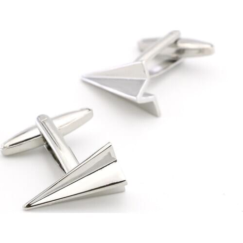 Mens Paper Plane Cuff Links Copper Material Silver Color