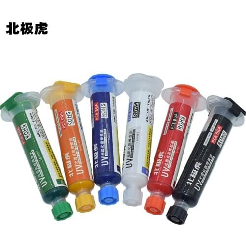 10ml Green/Red 6 Color UV Curing Solder Mask Ink for PCB BGA Circuit Board Insulating Protect Soldering Paste Flux Oil