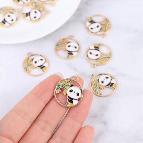 10pcs Cute Enamel Panda Earrings Pendant Charms DIY Jewelry Findings Kawaii Necklace Bracelet Dangle Drop Earring Accessories