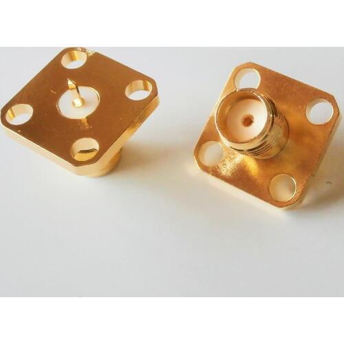 10X Pcs New High-quality RF Connector SMA Female Jack With 4 Hole Flange Chassis solder Flat Panel Mount deck Brass